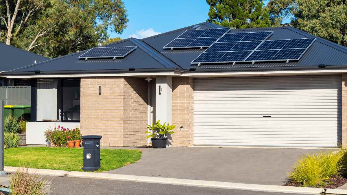 modern Australian home with rooftop solar panels