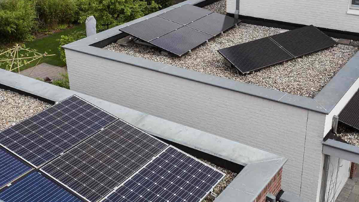 Solar panels on the roof of a house