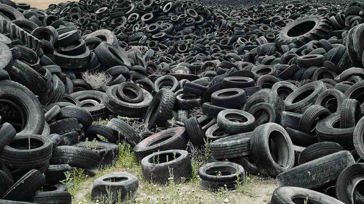 Old tyres ready to be recycled