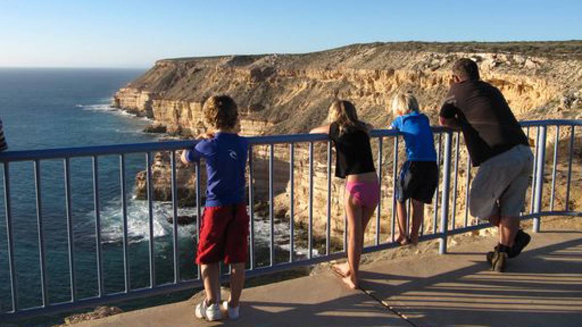 Family looking at coast