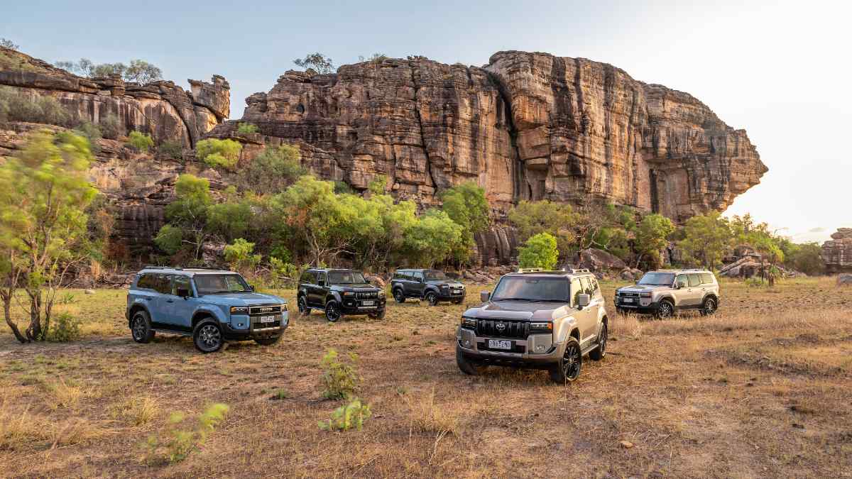 five 2025 Toyota LandCruiser Prado cars parked outside