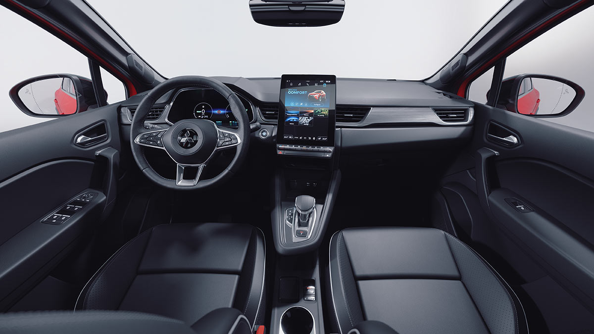 Dashboard of left-hand drive premium European version of new 2026 Mitsubishi ASX SUV.