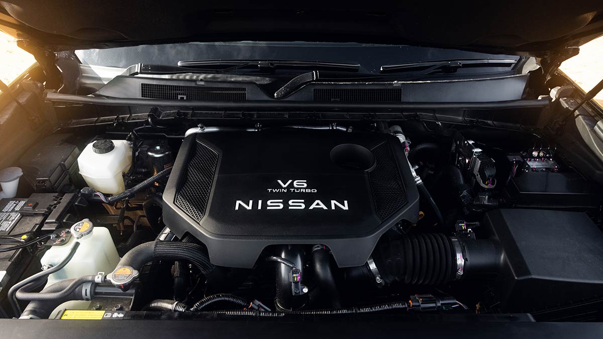 A 3.5-litre twin-turbocharged petrol V6 engine installed in the Y63 Nissan Patrol.
