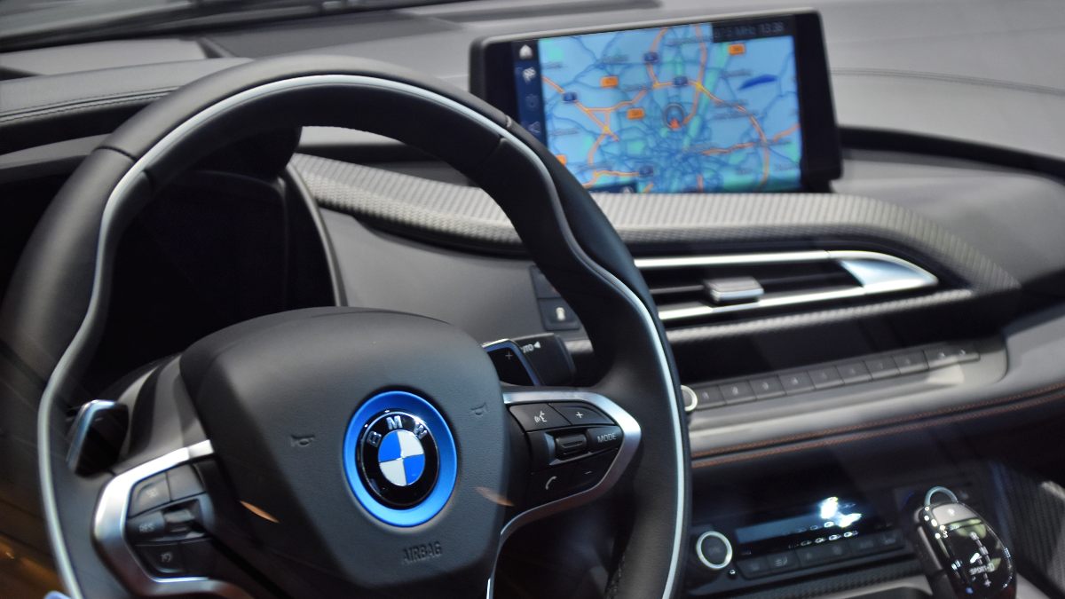 interior of a bmw with gps
