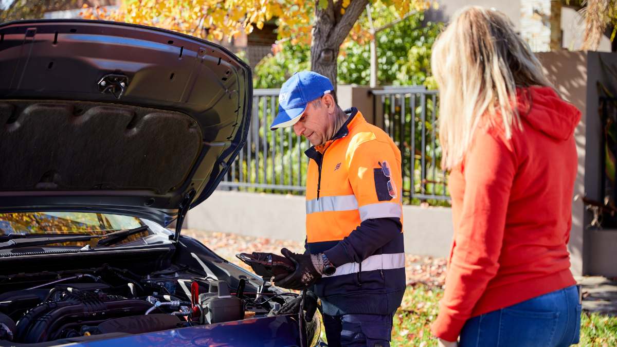 RACV ERA specialist checking car battery charge