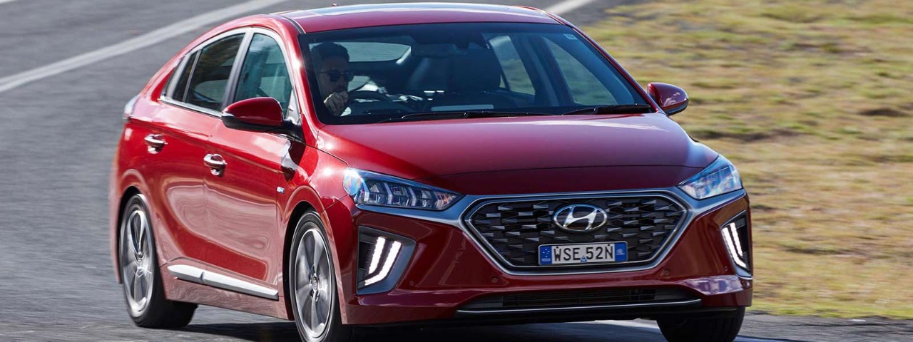 Hyundai’s Ioniq Elite PHEV driving along the road