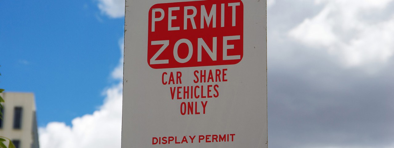 Close up of permit zone sign