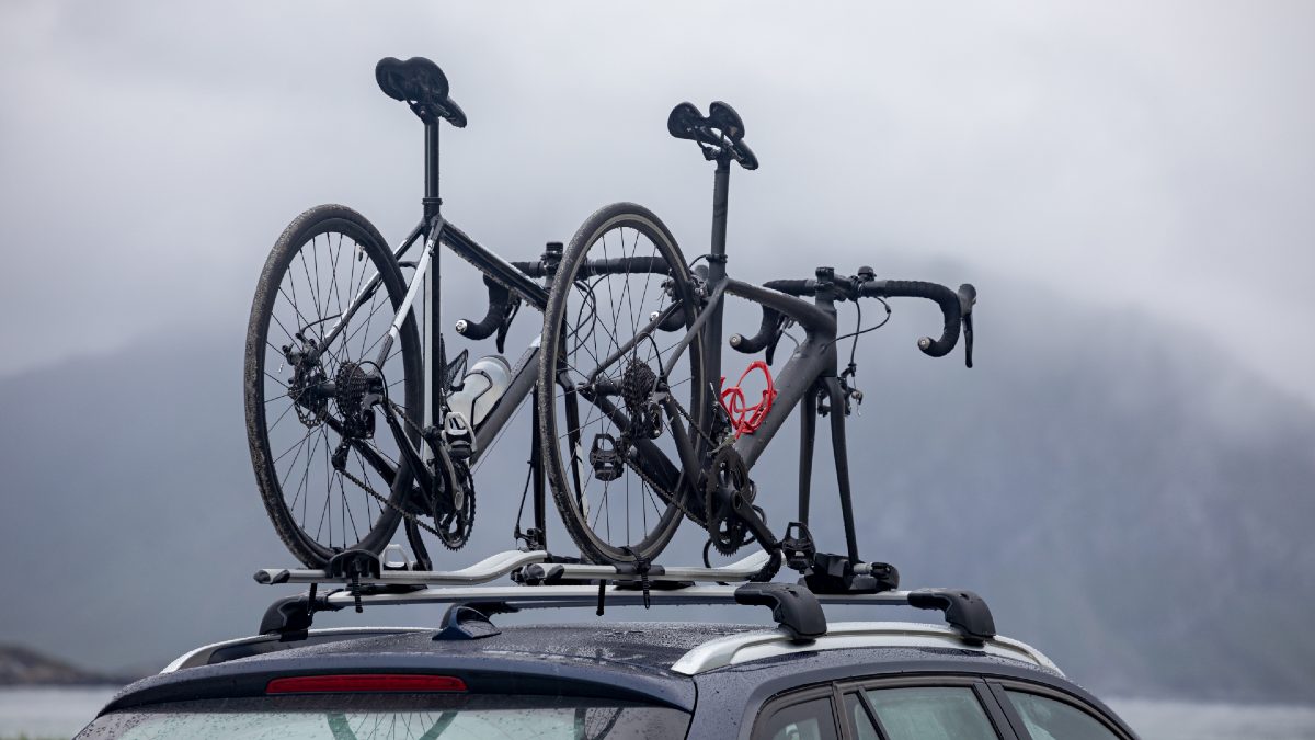 two bikes on car roof racks