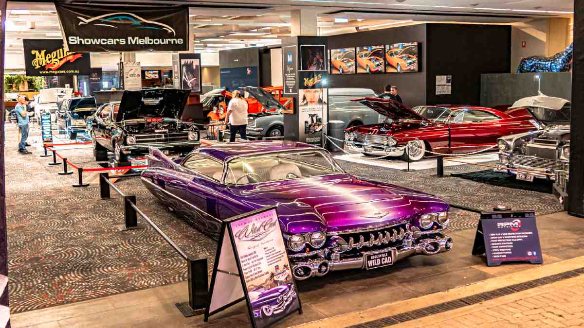 purple Chrysler at car show