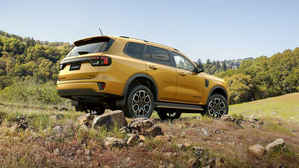 yellow Ford Everest Wildtrak off-road