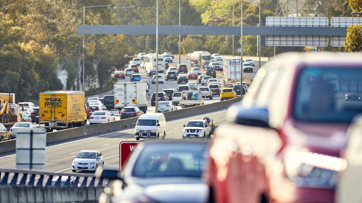 Cars on busy freeway