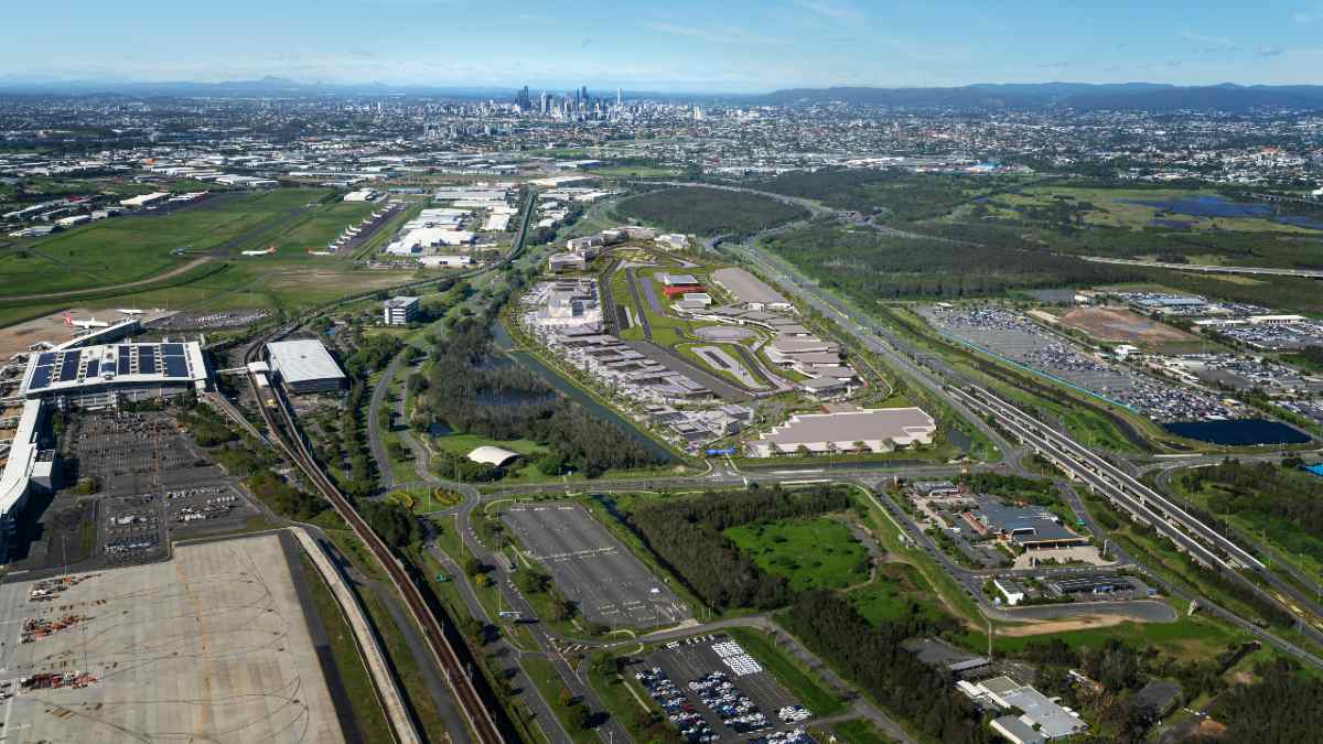 An aerial view of the BNE Automall outside of Brisbane