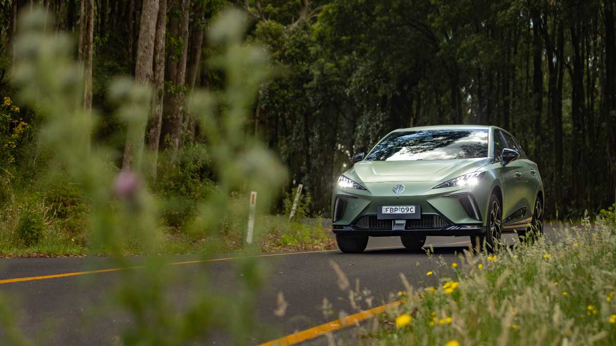 green MG4 XPOWER driving on road