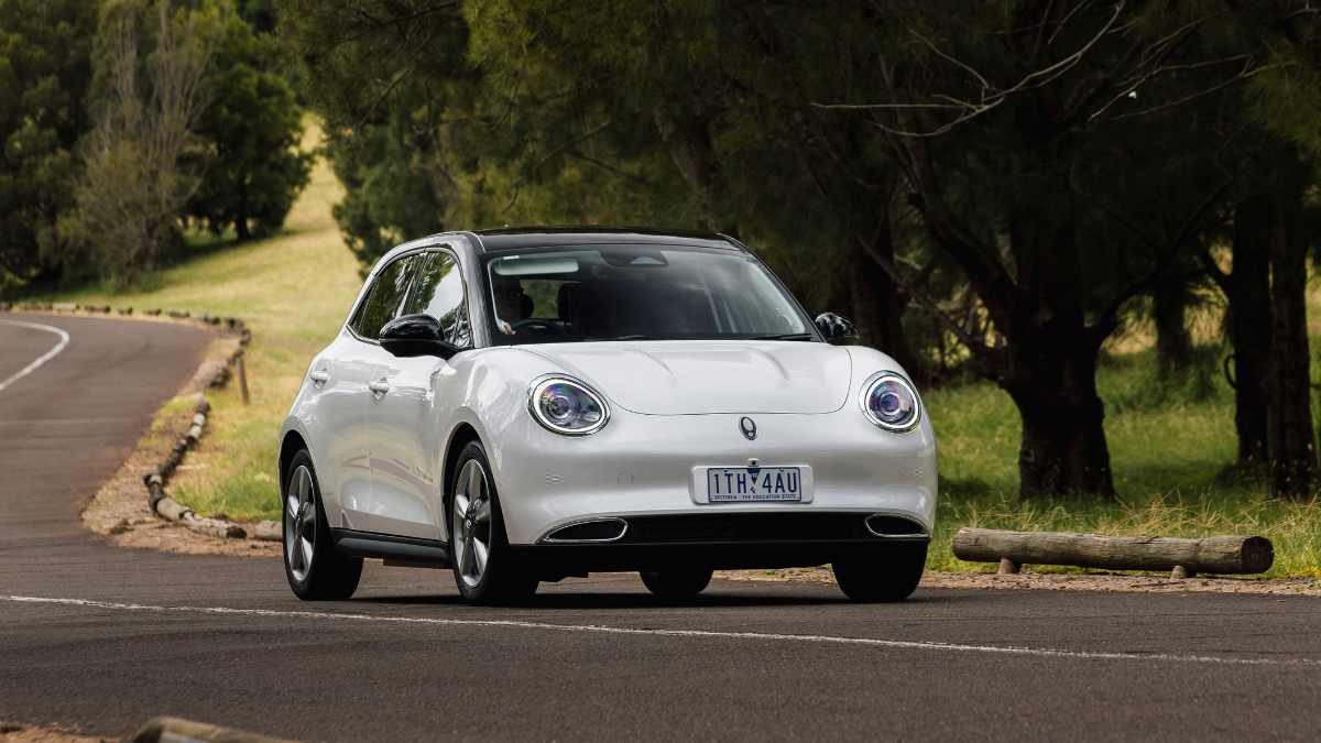 white 2024 GWM Ora driving