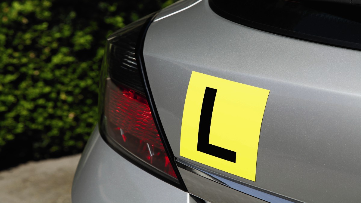 L-plate on boot of car