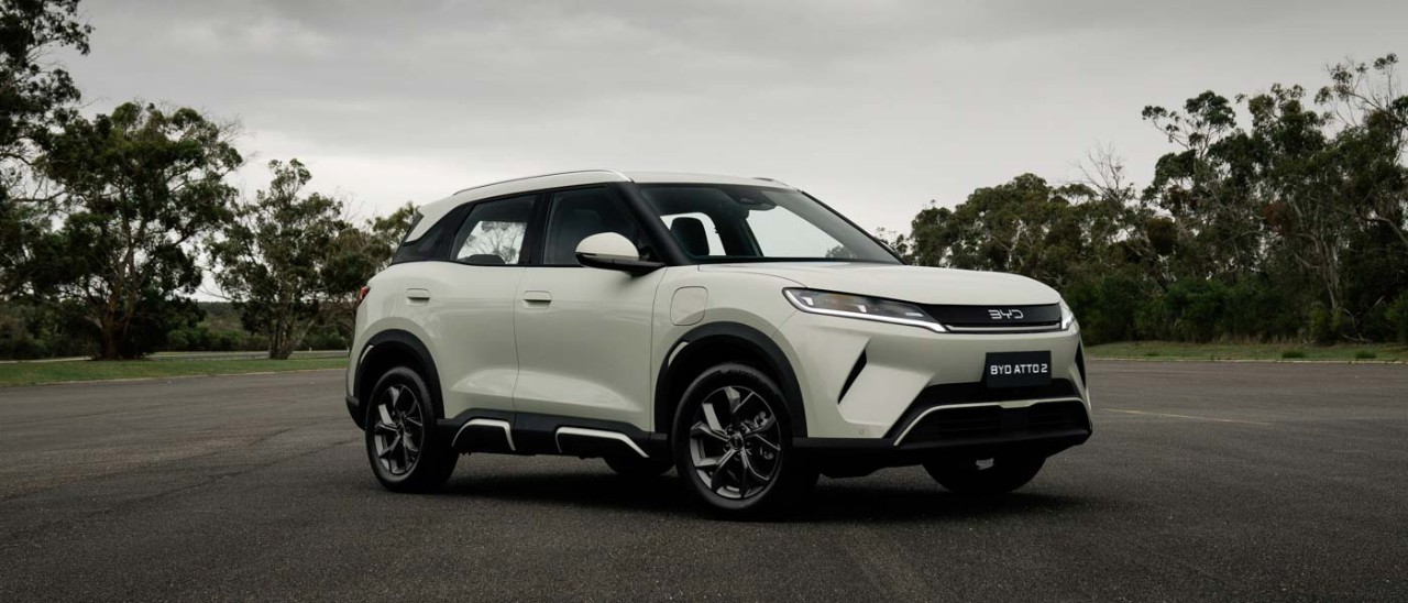 white 2026 BYD Atto 2 parked on road