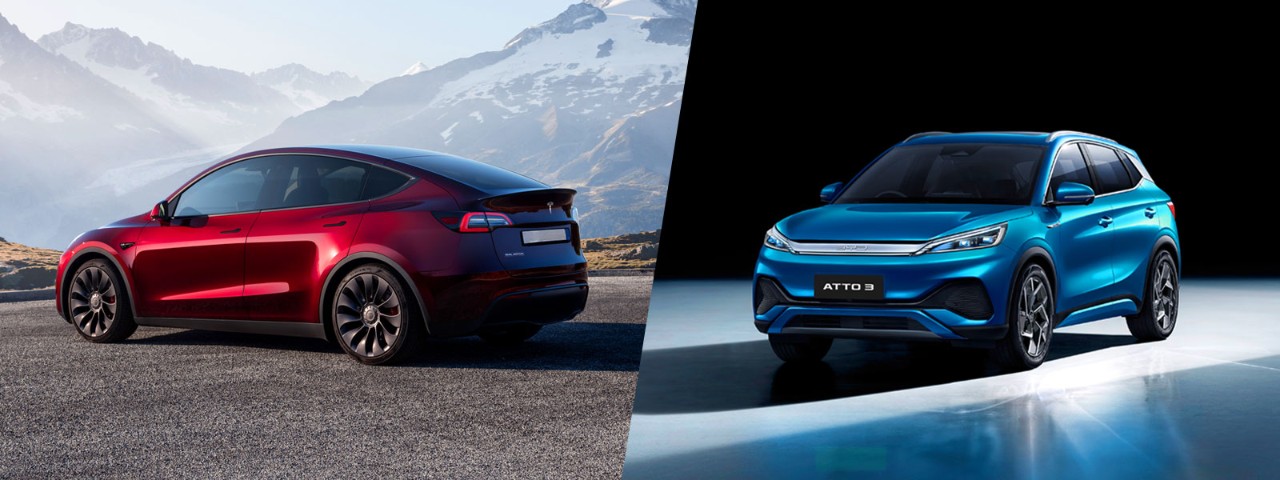 BYD atto and Tesla Y