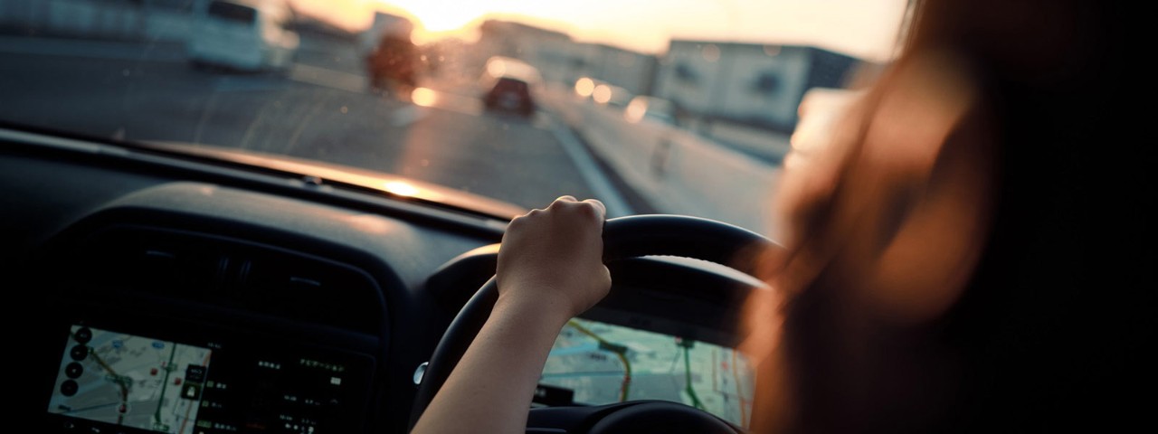 Person driving car with reduced focus