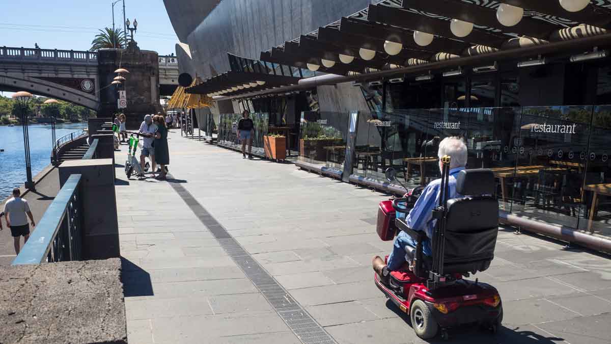 Mobiity scooter rider in Melbourne