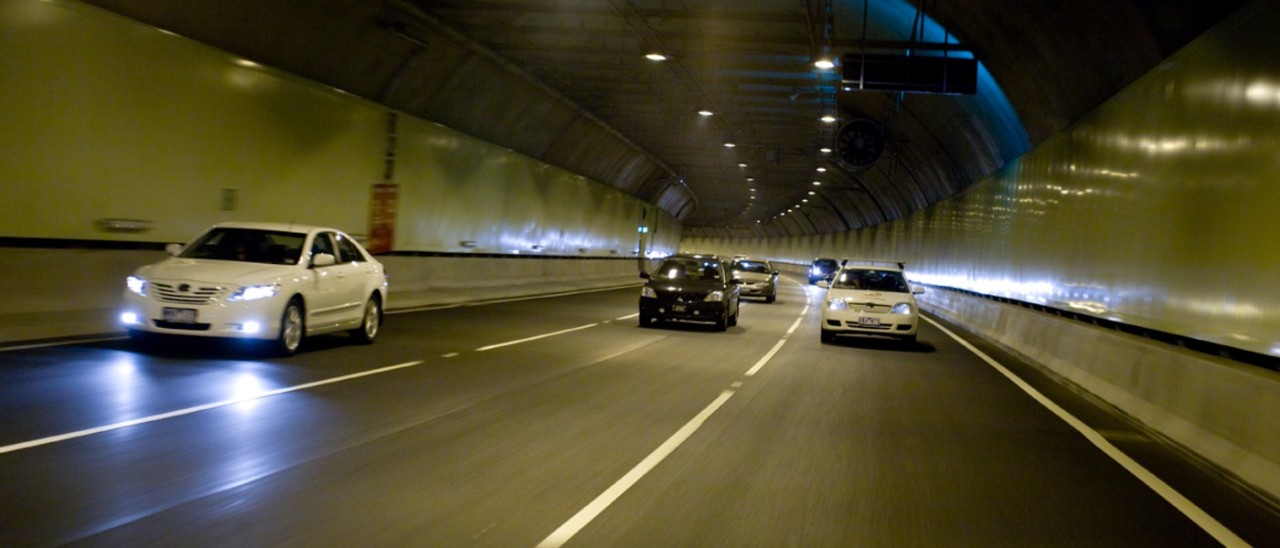 Cars travelling through one of the EastLink tunnels in Melbourne