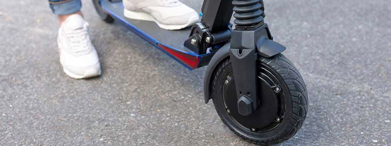 Close up of a modern escooter