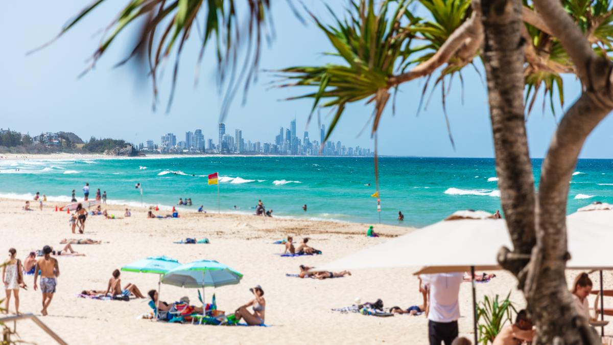 beachgoers on Burleigh Heads beach