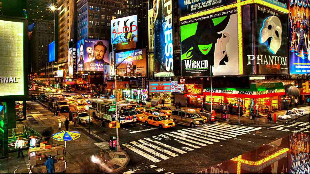 Broadway by night in NYC
