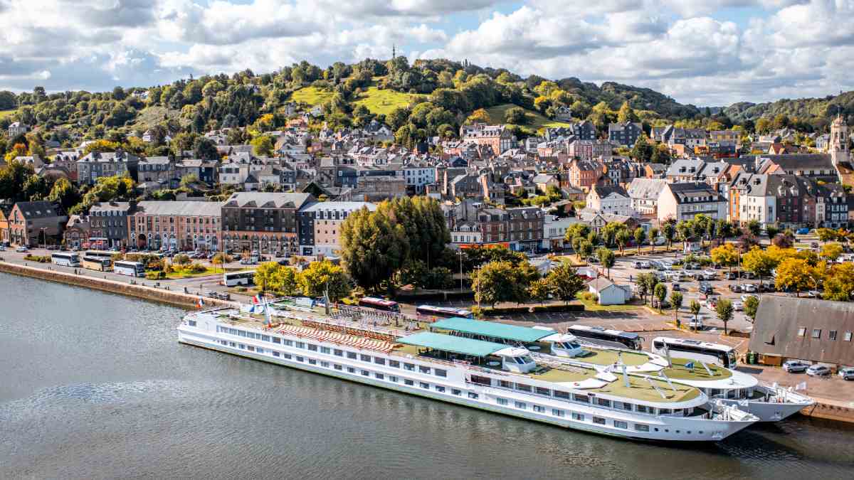 cruise ship on the Seine River near Honfleur