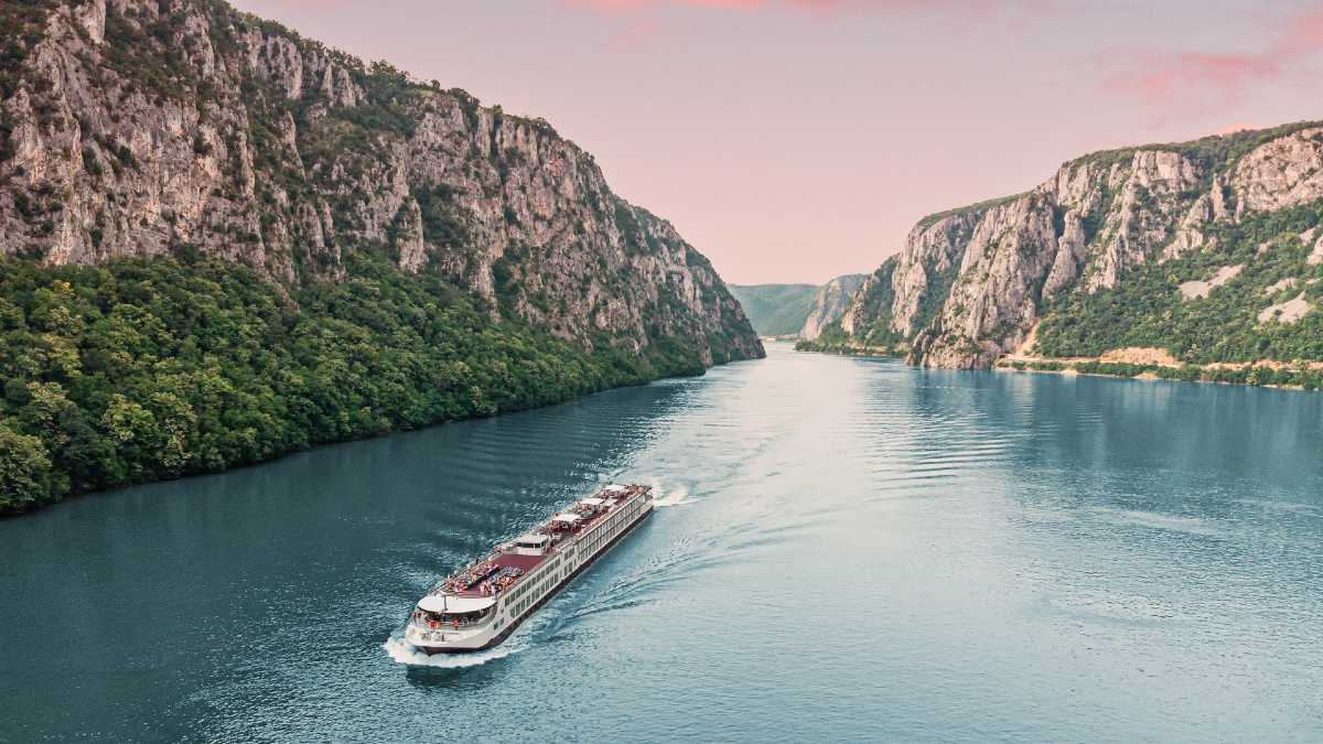cruise ship on the Danube River's Iron Gate section