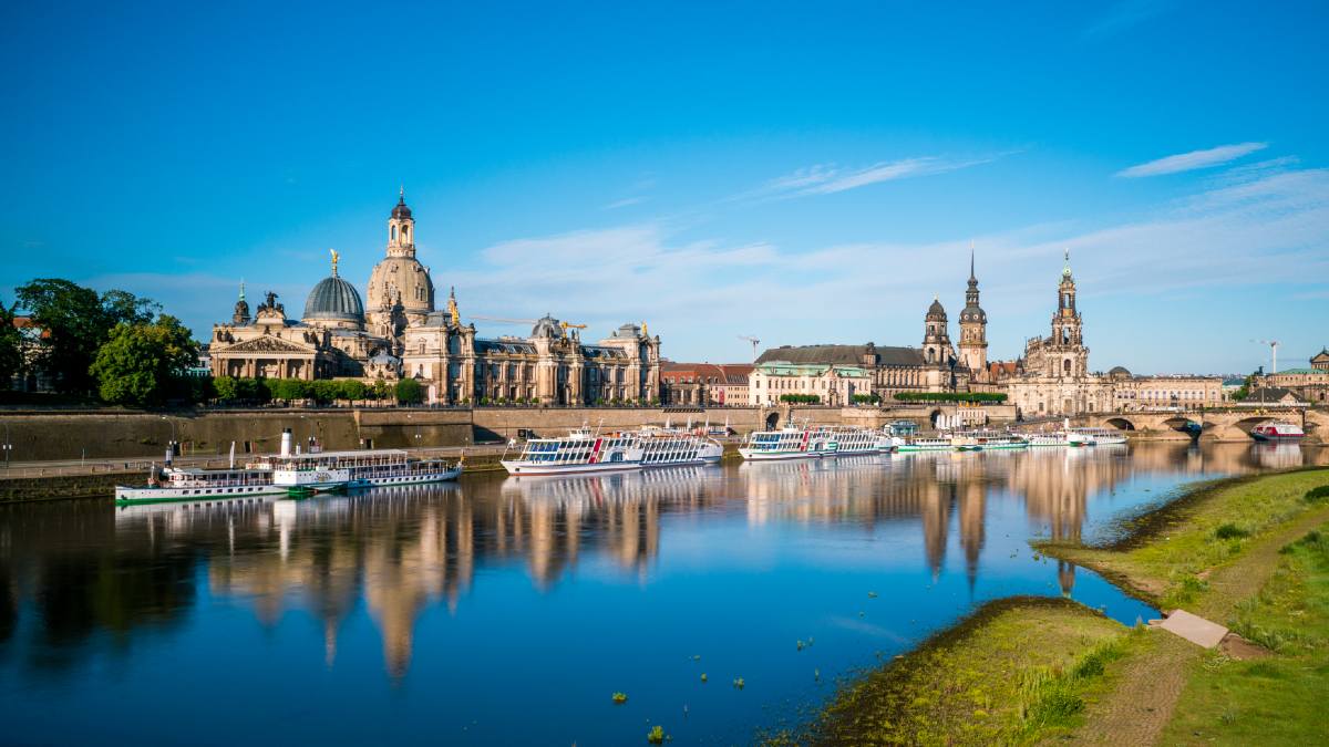 river cruise ships on the Elbe river near Dresden