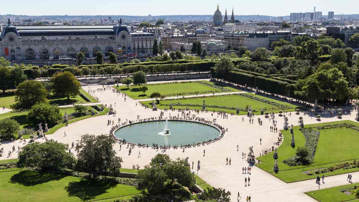 view of the Tuileries Gardens from above
