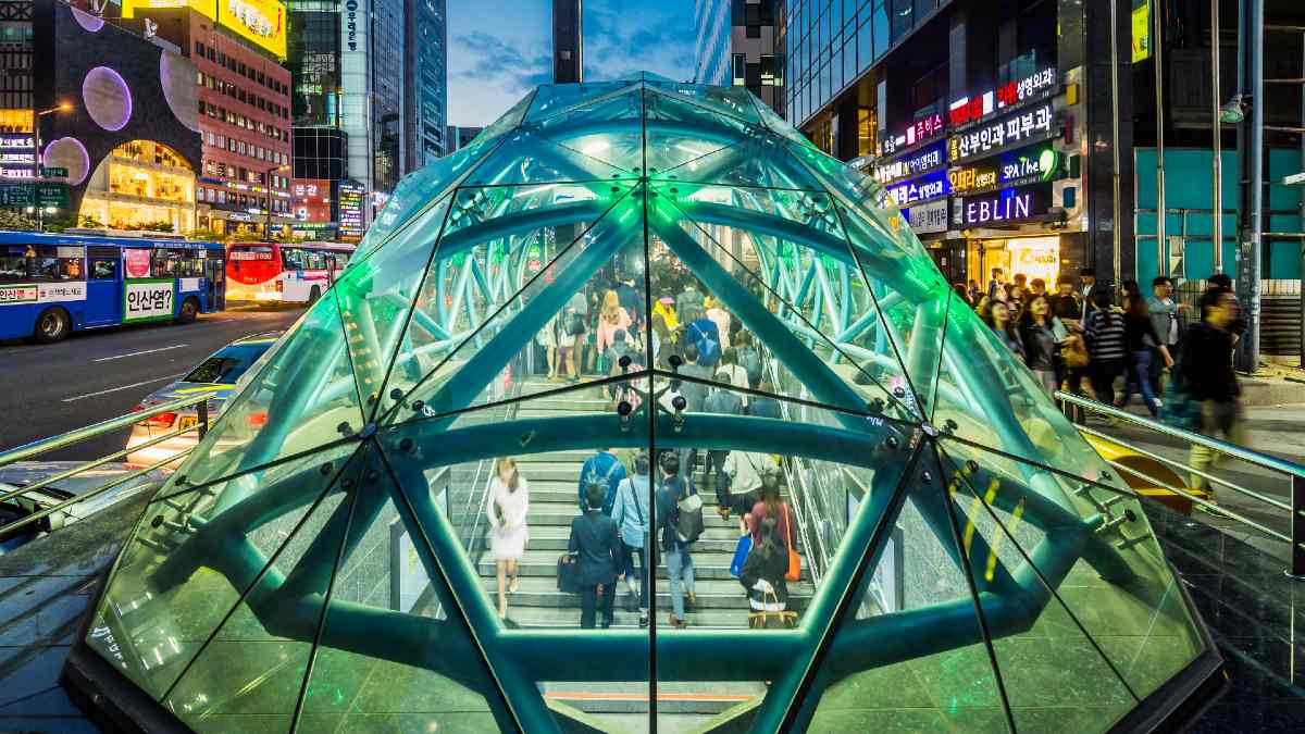 subway entrance in Seoul, South Korea