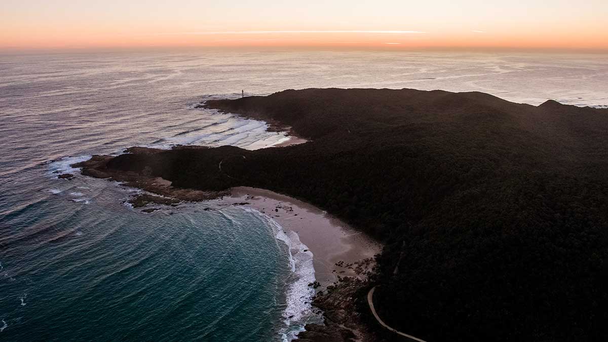 Aerial view of national park and coast