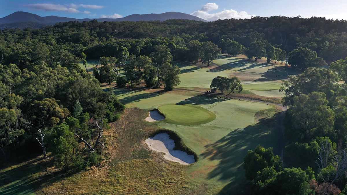 Aerial view of Healesville Country Club and Resort golf course