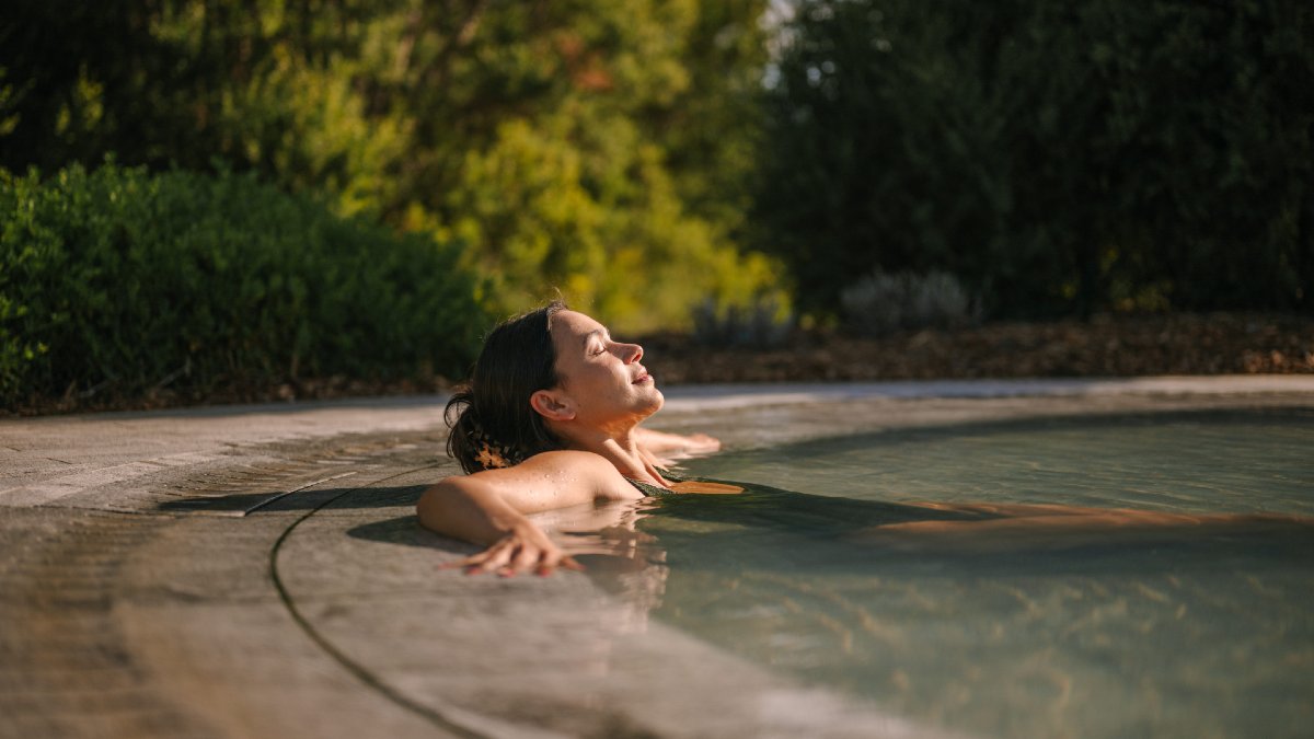 woman relaxing in hot springs
