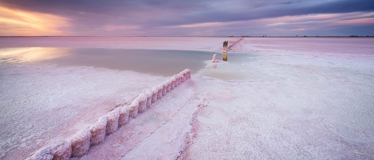 Lake Tyrrell, a pink salt lake in regional Victoria.