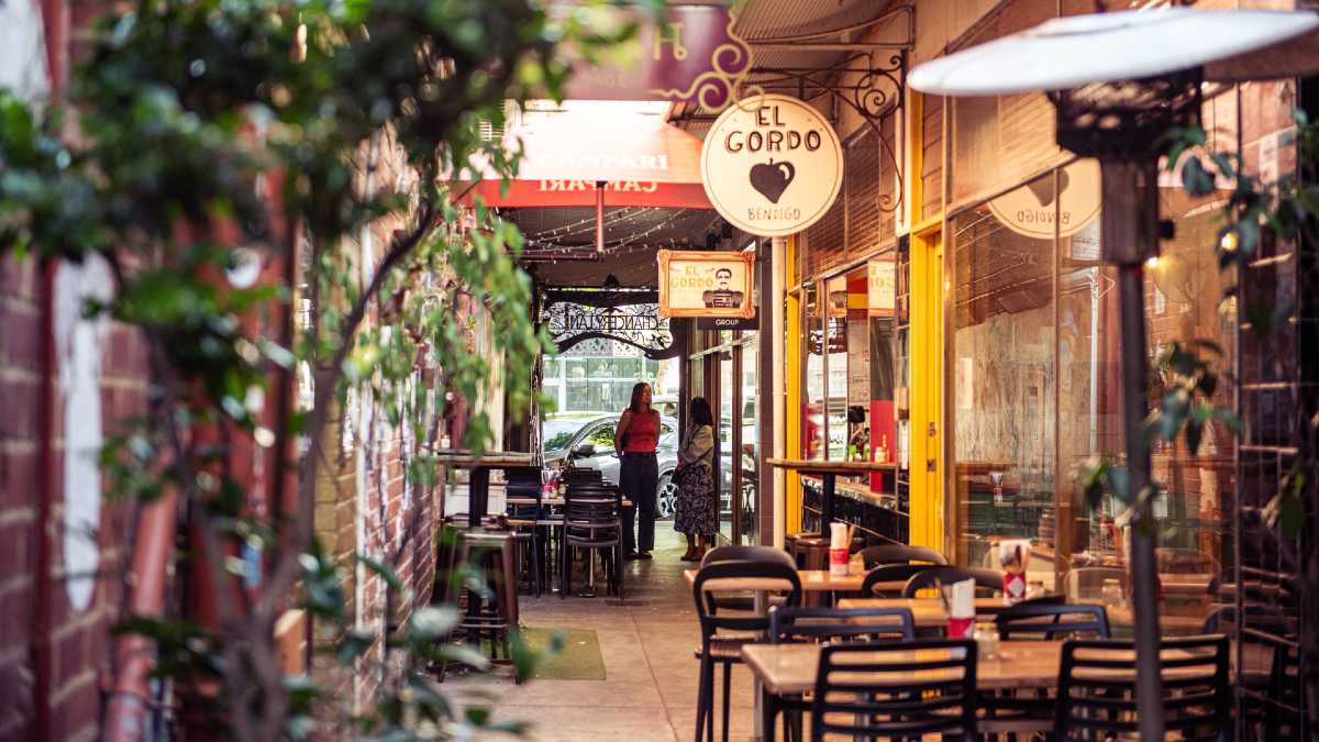laneway filled with cute cafes and restaurants