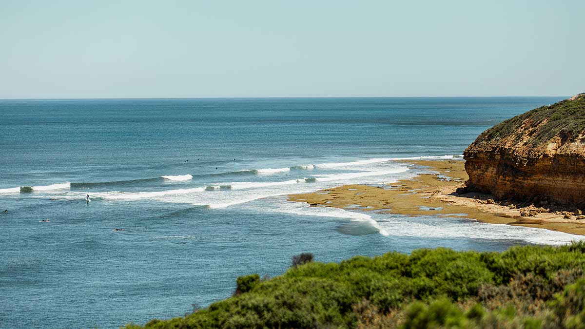 Wide view of surf beach